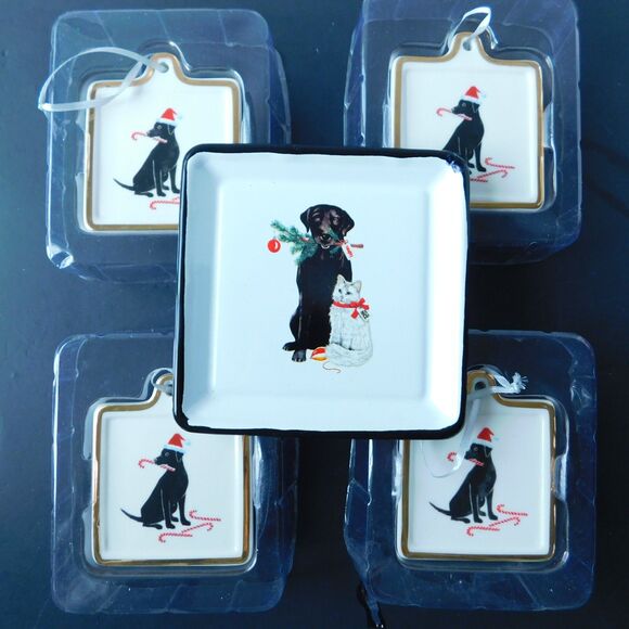 Labrador Retriever 4 Fringe Studios Christmas Ornaments  Creative Co-Op Dish - Picture 1 of 16